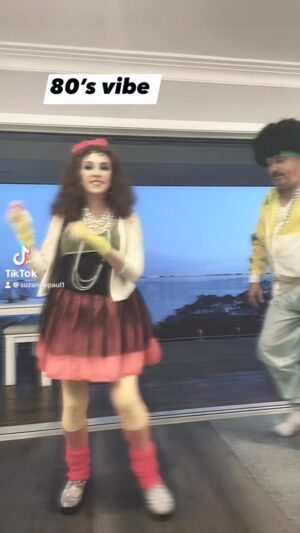 Suzanne Paul Instagram - We were the hosts of an 80’s Quiz night so of course we had to dress up and have a dance!  #funnymoments #dancing #SparkleAndShine #butwaittheresmore #celebrity Patrick Kuhtze