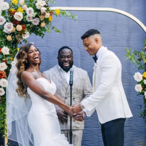 Taja V. Simpson Instagram - I married my soulmate. I know people say that but when I tell you he is. HE ABSOLUTELY IS!!
Ryan is the one I’ve waited my whole life to find. I wasn’t going to settle. I’d rather be single than do that! He was truly worth the wait! 

Bride @tajavsimpson 
Groom #RyanEaster
Bride MUA @marquiswardbeauty 
Family MUA @maddydollfacee
Hair Styling @joyboylace 
Hair unit @modernbeauty_co 
Groom Hair @itsuniversall 
Assistant @shamyajamerica 
Officiant @raywilliamsofficial 
Venue @shadehotelmb 
Flowers @flowersbyladybuggs 
Cake @torrancebakery 
Dress @martinalianabridal c/o @bridalelegancestudio 
Shoes @betseyjohnson 
Photographer @jorgemezaphotos 
Videographer @foreverfr3sh
DJ @djrtistic 

#AlwaysAndForever #IntentionalLove #Soulmate #TwoBecomeOne #BetterTogether #wedding #bossip #tajavsimpson #blacklove