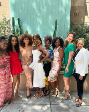Taja V. Simpson Instagram - Still so full from the #bridalshower! My girls really showed me a great time. They made bringing the big day in a tad bit better 🩷

#tajavsimpson #bride #bridalshower #wife #wifey #blacklove