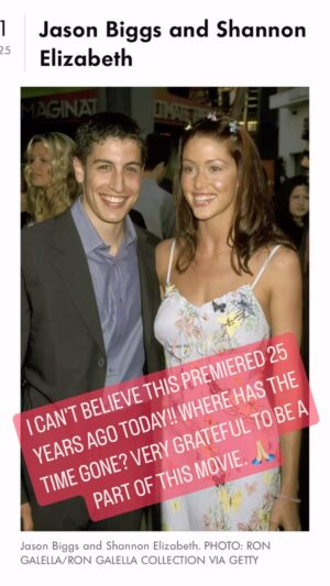 Tara Reid Instagram - Who can believe it's been 25 years since the American Pie premiere???

#americanpie #shannonelizabeth #jasonbiggs #tarareid #allysonhannigan #chrisklein #thomasiannicholas #natashalyonne #eugenelevy #menasuvari
