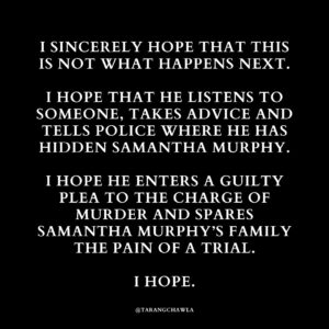 Tarang Chawla Instagram - P.O.S, YOU WON'T READ THIS. BUT I HOPE YOU DO ONE THING RIGHT, NOW. TELL THEM WHERE SAMANTHA MURPHY'S BODY IS.