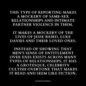 Tarang Chawla Instagram - MEDIA, IT'S TIME FOR THE ERA WHERE YOU REPORT RESPONSIBLY. WE HAVE HAD ENOUGH OF YOUR BULLSHIT. REST IN PEACE AND POWER, JESSE BAIRD AND LUKE DAVIES. 

#LGBTQ #JESSEBAIRD #LUKEDAVIES