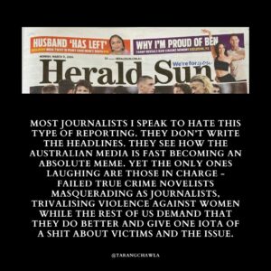 Tarang Chawla Instagram - AUSTRALIAN MEDIA IS FAST BECOMING AN ABSOLUTE MEME, YET THE ONLY ONES LAUGHING ARE THOSE IN CHARGE - FAILED TRUE CRIME NOVELISTS MASQUERADING AS JOURNALISTS.