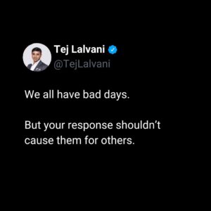 Tej Lalvani Instagram - We’re all prone to moments of frustration.

When you’re a leader, handling those poorly has a direct impact on the team around you.

Good mental health and mindfulness skills are essential to leadership.

#mentalhealth #leadership #mindfulness