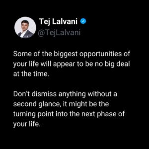 Tej Lalvani Instagram - Every ancient oak grew from a seemingly insignificant acorn.

Do not dismiss a seed of opportunity.

#opportunities #entrepreneur #business