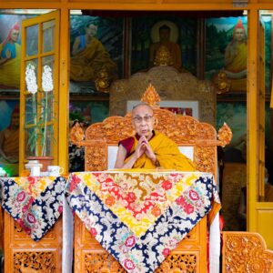 Tenzin Gyatso Instagram - HHDL joining in prayers at the start of his teaching at the Main Tibetan Temple in Dharamsala, HP, India on March 18, 2022. Photo by Tenzin Jamphel #dalailama