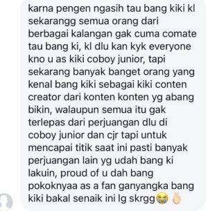Teuku Rizky Muhammad Instagram - di Minggu sore sehabis kerja, gua dan gaby abis menangis terharu melihat DM salah satu yang udah ikutin gua dari lama. Makasih udah support, gua dan gaby speechless cuma bisa bilang makasih. Panggil aku kiki konten kreator sekarang 😎