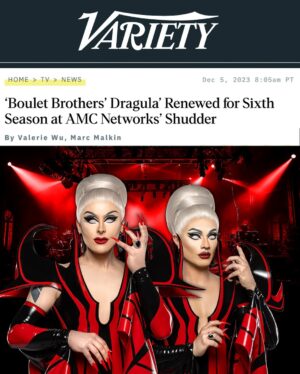 The Boulet Brothers Instagram - Congratulations to the cast and crew, and thanks to everyone at home for watching and making season 5 the biggest one yet! Special thanks to the folks at Shudder and AMC for supporting our vision - there is so much more to come! (Full story link in bio, @variety exclusive) #dragula #bouletbrothersdragula #drag #horror #sfxmakeup #dragmakeup