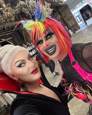 The Boulet Brothers Instagram - Behind the scenes with our scene stealer of the season @cynthiadollx mere moments after her demise! The season won’t be the same without you superstar, but the last supper reunion is right around the corner! Thanks for everything, and there is so much more to come. #bouletbrothers #bouletbrothersdragula #horror #drag #dragmakeup #drag #horrormovies