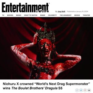 The Boulet Brothers Instagram - Congratulations to Niohuru X (@vampirechinese ) on winning The Boulet Brothers’ Dragula Season 5 and being crowned the world’s next drag Supermonster! Read the full @entertainmentweekly exclusive story (and listen to the podcast interview, link in bio). Thanks to everyone for watching for making this the most successful season of the show to date. There is so much more to come! (Watch the grand finale of The Boulet Brothers Dragula streaming now on @shudder and @amcplus ). #bouletbrothers #bouletbrothersdragula #drag #horror #dragmakeup #sfx #sfxmakeup #winner