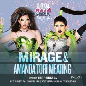 The Princess Instagram - Tonight! WED MAY 8 - 🏁 🚨 PLAY is Calling A MANDATORY MEETING For ALL the Heel  Clacking Enthusiasts in the 615!! 🏁🚨 Get ready for a DOUBLE Dose of Drag Race Season 16 b/c Mirage & Amanda Tori Meating are ready to slay our stage w/ host @thedragprincess for @hardcandyevents ! 
So come PLAY w/ the Dolls & @queenperplexity for a night of 🐱! Show @ 8PM w/ a 7PM Meet & Greet w/ @mirage_amuro & @amandatorimeating beforehand. 🎟️: AmandaMirage.Eventbrite.com or the link in our bio! 

#playnashville #playdancebar #rpdr #gaynashville