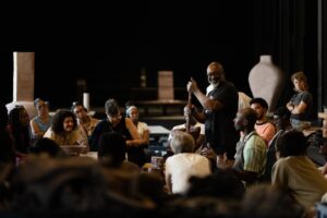 Theaster Gates Instagram - From July 15 to July 17, @theastergates and @luma_arles were honored to host over 40 Black artists in Arles for the first Black Artists Retreat in Continental Europe. Conceived in Chicago over a decade ago, Black Artist Retreat (BAR) @theblackartistsretreat underscores the importance of creating, protecting, and nurturing radical Black space through care, critical inquiry, and conviviality. Year after year, BAR has demonstrated the generative and regenerative possibilities in gathering in the frame of an artist-led retreat. As part of Theaster Gates’s and LUMA’s long-term collaboration, invited artists from France, Europe and abroad gathered in Arles to reflect together on questions of Blackness within craft and making traditions, alternative Black space and education, and the presence and prominence of contemporary Black art in the broader global conversation.
 
Black Artists Retreat 2024 at LUMA Arles was made possible with the support of Theaster Gates Studio, @rebuild_foundation and the LUMA Foundation.