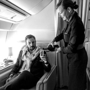 Thibaut Morgado Da Costa Instagram - Save water drink Champagne 😎
.
.
.
#firstclass #fly #airfrance #travel #richissitudes #mtv #drinks #champagne #relax #chill #lapremiere #ciao #blackandwhite