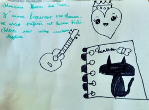 Thomas Dutronc Instagram - J’ai reçu aujourd’hui un très joli dessin qui m’a fait chaud au cœur et m’a rappelé cette chanson très rigolote d’il y a 13 ans avec plein de références aux jeux vidéos, à deviner selon les couplets… Super solo de flûte de Benoit Sauvé à un moment aussi ! Mais surtout… Je chante mieux maintenant !