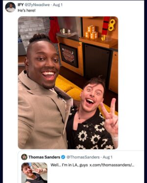 Thomas Sanders Instagram - This saga played out in less than two weeks. I’m reeling in the best possible way. 💜 Thank you to all who made this happen, it was a dream! Look for me whenever Season 10 of Um, Actually debuts!!