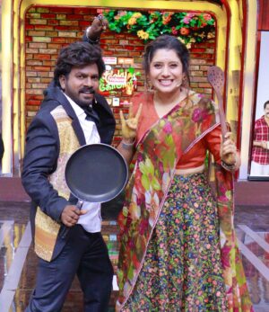 Tiger Thangadurai Instagram - this week @priyankapdeshpande and @thangadurai_actor #cookwithcomali @vijaytelevision @vijaytvpugazh @kuraishi_the_entertainer @madhampatty_rangaraj @sarath_kpy #thangadurai