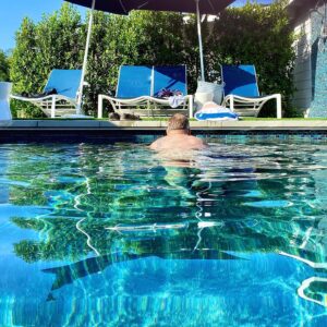 Tim Hooper Instagram - With summer ☀️ here early and all this sittin around, I needed a little exercise... so today is my 🏊🏻‍♂️ “swimmin Sunday” (ain’t nothin skinny about this dip 😂) .

#poolside #workout #stayhome #staysafe #skinnydippin #summerishere #poolbear #getinshape #sundayswimming #comeonin