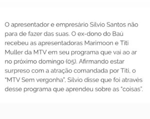 Titi Müller Instagram - APENAS >> 
Rip Sílvio