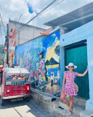 Tiya Sircar Instagram - One happy girl enjoying the heck outta Guaté. 🇬🇹💖

~ colorful, decorated streets of San Juan La Laguna
~ an original Botero in the bar at my new favorite hotel, @casapalopo (do yourself a favor and STAY HERE. DO IT!!)
~ lovely painted village of Santa Catarina Palopo
~ ancient Mayan ruins of Tikal
~ the veranda of Casa Palopo 
~ beautiful streets & 16th century ruins of Antigua Guatemala
~ in my element at the bi-weekly Mercado de Chichicastenango (an absolutely wild & wonderful experience, IYKYK)
~ waiting on a “lancha” to continue village-hopping around Lago de Atitlán
~ Mayan temple jump at Tikal (sorry, had to)
~ Casa Palopo, can NOT say enough about this place (“get thee to confession” and seriously, get thee to Santa Catarina Palopo!)

#Guatemala #Guate #Chichicastenango #LagodeAtitlan #AntiguaGuatemala
