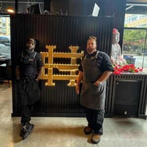 Tobias Dorzon Instagram - Let me formally Introduce everyone to The Executive Chef of @1123_thehunchoexperience Chef Jourdan “RedBeard”Davis @chefredbeard .
•
This what putting your man on look like. My brother for over a decade. Been shoulder to shoulder in the kitchen for 12 years. 
•
4 years ago I told my dawg God willing we going to create a master piece together. Summer 24 we here. 
•
Cheers to changing people pallets forever & Taking over the 🌎 my 🥷🏿🥷🏻
•
🦍x🦧