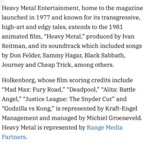 Tom Holkenborg Instagram - I've always wanted to be a Heavy Metal Czar!! Ha, on a serious note I'm very happy to be working closely with @heavymetal. I’ve been reading HM since I was a kid and was a huge fan of Moebius titles like Blueberry. Heavy Metal has an incredible history and the chance to work with the studio and other composers is a thrill... especially to someone like me who spent his early music career as an Industrial noise producer! Read the full piece on @variety, link in my story!