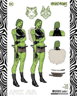 Tom Taylor Instagram - Revealing an all new DC supervillain... APEX AVA. 
Escaping in the mayhem of our Titans: Beast World. 
Her first appearance will be in #Nightwing #109. 
Her full debut will come in Nightwing #110.
Art by Sami Basri.
#DCComics #ApexAva #Titans #Nightwing #TitansBeastWorld