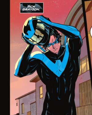 Tom Taylor Instagram - Batman talks about Nightwing and Alfred. 
Nightwing demonstrates helmets aren’t just for safety. 
(from Nightwing #111) 
#Batman #nightwing #dccomics #comics #dc
