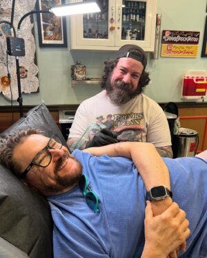 Tony Schiavone Instagram - I had @craigbrocktattoo add more to my Bug tattoo. He does tremendous work. Thank you, Craig. #loveyourdogs