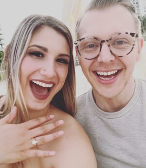 Trevor Duke-Moretz Instagram - Happiest of engagements to my brother @ethanmoretz and @kirst1919 - here’s to you 🥂