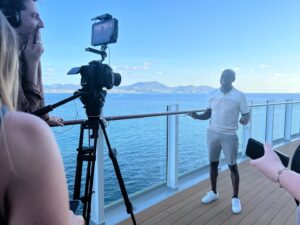 Trevor Nelson Instagram - Having a laugh with my Co host @djsaracox on a Carribean tour. Sunshine,sea and scenery. What’s not to love #arvia #boat pics courtesy of Sam Pelly