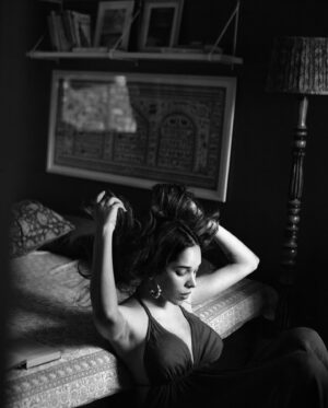 Trinetra Haldar Gummaraju Instagram - “The feeling is coming,” I’d say to my mother when I was six, attempting to describe the dreaded monsoon monochrome. I’d find myself suddenly devoid of simple joy, days would trudge along with decreasing momentum. The fundamental belief that body and mind were broken would intensify, grades would falter, and I’d find myself yearning for endless sleep, only waking up one of two things - fixed or female. Today, depending on where the goalposts and serotonin levels are, I am both and neither. I must admit with regret, I do not like the Bombay (or any) monsoon. It is an aesthetic at best, if not a potential sleep/mood disturbance looming large. 

Thanks for your eye, your gaze, and capturing a version of me I didn’t know existed, @knotmeera 🌸❤️
