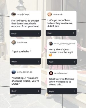 Trudie Styler Instagram - Thank you so much for these awesome captions/responses - they kept me cracked up all day. Here’s some of your highlights.
Hope you’re having a great summer! xt
