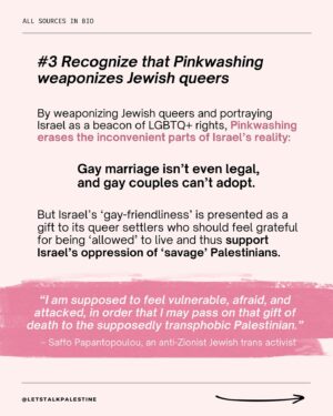 Tyler Oakley Instagram - This Pride month, you may have heard people raving about Tel Aviv’s “Pride Parade” or how you shouldn’t criticize Israel because they’re “progressive” on LGBTQ  issues.

Send this to someone you know who still thinks this way

Thank you to @tyleroakley @nooraldayeh @officialjakegyllenhalal @kimsaira for collaborating with us on this and amplifying it to educate more people ✨🇵🇸🏳️‍🌈

CORRECTION: As of December 2023, Israeli gay couples have equal rights to adopt. We apologize for the outdated information on Slide 8.

#palestine #freepalestine #gaza #savegaza #israel #telaviv #telavivpride #pride #pridemonth #gay #queer #activism #news #politics #history #genderfluid #lgbt #lgbtq