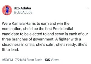 Uzo Aduba Instagram - Fit to lead. Ready to serve. #Harris2024