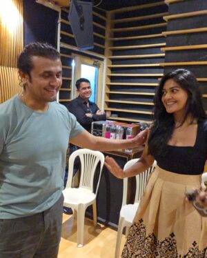 Vaibhavi Shandilya Instagram - Had the incredible experience of recording our song for Martin today, featuring the unmatched vocals of my favorite, Sonu Nigam. @sonunigamofficial 
@udaymehta_official @dhruva_sarjaa @satyahegde @aparjun_official @manisharma_world @imran_sardhariya