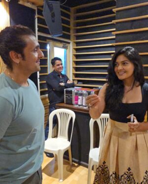 Vaibhavi Shandilya Instagram - Had the incredible experience of recording our song for Martin today, featuring the unmatched vocals of my favorite, Sonu Nigam. @sonunigamofficial 
@udaymehta_official @dhruva_sarjaa @satyahegde @aparjun_official @manisharma_world @imran_sardhariya