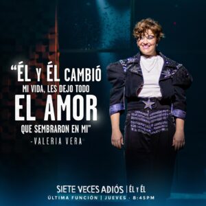 Valeria Vera Instagram - ¡Gracias @valerozavera por formar parte de esta historia! También por tu generosidad y pasión, somos polvo de estrellas ✨

Última función de ÉL Y ÉL de #sietevecesadiós ❤️‍🩹 este jueves. 
🎟️ en sietevecesadios.com y en taquilla