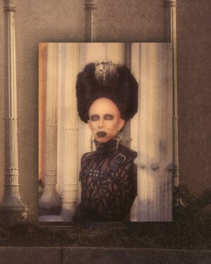 Vander von Odd Instagram - Portrait from a collaboration shoot with @pupscritch 🔪🔪🔪 
📸 @byronjgamble 
Gown, hair, jewelry and edit by me
Bulldog harness @mrsleather 

Face @dermablendpro @meltcosmetics 
Eyes @inglot_cosmetics @kimchichicbeauty 
Lips @sugarpill