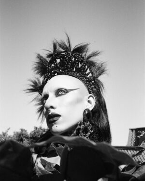 Vander von Odd Instagram - Today marks 3 years of Alexi making me look and feel like the only Queen. I love you so much @frodogaggins 🖤🖤🖤

Shot by @frodogaggins on @yashica.official T4 Super on @kodak Portra 400 Black and White Film 🖤

Hair, gloves, and choker by me. Dress is vintage Mike Benet with some minor alterations.