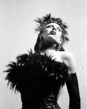 Vander von Odd Instagram - Today marks 3 years of Alexi making me look and feel like the only Queen. I love you so much @frodogaggins 🖤🖤🖤

Shot by @frodogaggins on @yashica.official T4 Super on @kodak Portra 400 Black and White Film 🖤

Hair, gloves, and choker by me. Dress is vintage Mike Benet with some minor alterations.