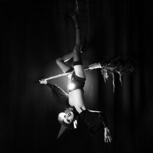 Vander von Odd Instagram - *Censored for Insta* Unreleased suspension image (hung from my ankle) from @night.gowns on @quibi captured by @nathannoyes 🔪 Bespoke corset and sleeves by @misty_couture / Hat, broom, and ropes by me / Shot @dungeonwest which will unfortunately be closing it’s doors October 15, 2020 so get your rental in while you can. So many great memories there 🥰