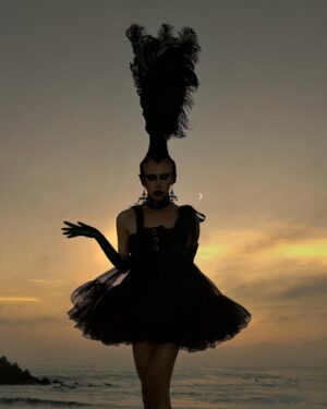 Vander von Odd Instagram - @vandervonodd X @justin.atkins 🖤 

Image by @justin.atkins 
Interview by @coeljumber 
Assisted by @steven.restagno 

Dress and headpiece by me 🖤
Eyes/Lips @sugarpill & @danessa_myricks