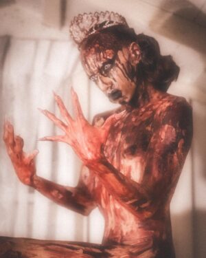 Vander von Odd Instagram - “Mama, it was bad mama, they laughed at me. Mama, hold me, please hold me”.

Reimagining Carrie as a 1950’s Homecoming Queen 

Gown, petticoat, sash, and hair by me 
Costuming was dressed with @hauntedprops blood paint, body and face was done with @rogergeorgespfx Redrum drying blood.

Photos by my love @frodogaggins and edited by me