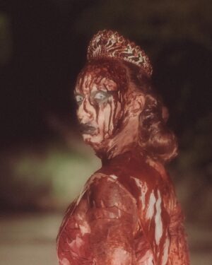 Vander von Odd Instagram - “Mama, it was bad mama, they laughed at me. Mama, hold me, please hold me”.

Reimagining Carrie as a 1950’s Homecoming Queen 

Gown, petticoat, sash, and hair by me 
Costuming was dressed with @hauntedprops blood paint, body and face was done with @rogergeorgespfx Redrum drying blood.

Photos by my love @frodogaggins and edited by me