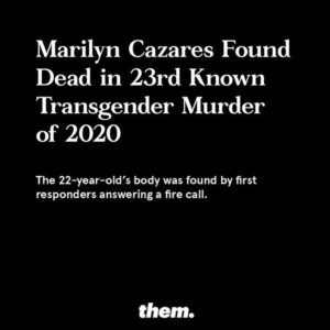 Vander von Odd Instagram - Only two days after religious anti-gay hate groups drove a caravan of over 1K cars through my hometown in protest of marriage equality, the body of 22 year old Marilyn Cazares was found in an abandoned building just 3 very small towns over. The family and all media outlets have misgendered and dead named her. I have not seen a single public aldowledgment at the local level that has reported her murder as that of a trans woman. My parents watch the local news and read the paper every day and they had no idea. 

These “Pro-Family” groups say they just want their faith and personal beliefs respected. If your beliefs encourage hate and feed into the murder of marginalized people, you don’t deserve any kind of respect. Fuck your faith and fuck you too. FUCK YOU. 

Marilyn. I hope you know your trans siblings loved you. Whether we met you or not, wherever and however you may have led this life, we loved you, and I’m so sorry we couldn’t help you.
