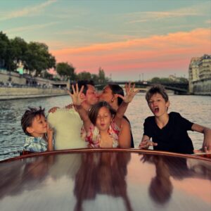 Vanessa Lachey Instagram - Watching the Olympic Opening Ceremony with the kiddos. Love that they remembered “that time we were on the Seine”! 💙💛🖤💚❤️