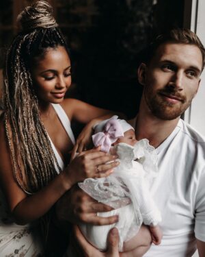 Vanessa Morgan Instagram - Kaia Autumn Skye 🪽 Born July 27th. Been enjoying all the baby snuggles these past 3 weeks with our angel. Beyond  Grateful 🫶🏽