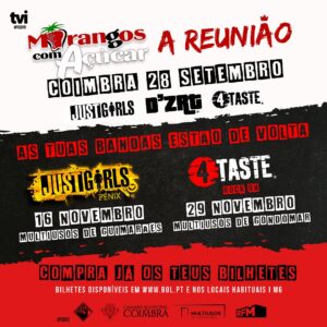 Vítor Fonseca Instagram - A REUNIÃO AINDA NÃO ACABOU! 🍓🍓🍓🍓

REUNIÃO COIMBRA: 28 SETEMBRO 
JUST GIRLS: 16 NOVEMBRO
4 TASTE: 29 NOVEMBRO 

www.areuniao.pt