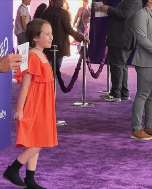 Vivien Lyra Blair Instagram - I had so much fun walking the Purple Carpet for the #insideout sequel premiere in #hollywood 🎬

I met so many cool people even the freaking boss of the whole thing but what brought the biggest smile was  meeting @junediane from my fav inappropriate podcast #hdtgm ❤️