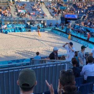 Wendi McLendon-Covey Instagram - Beach Volleyball last night at Eiffel Tower Stadium was epic! Two girls from the OC beat the Czech duo! There were acrobats! Singalongs! We did the wave for 8 rounds! People from all around the world in one place getting along and having a great time. And we were lucky enough to sit next to @mayanlopez and her mom @theannlopez. I am so lucky to be here, but I do miss my hubby @jivemiguel70. ❤️

.
.
.
.
#nbcuniversal #parisolympics #nbc #parisolympics @lopezvslopez